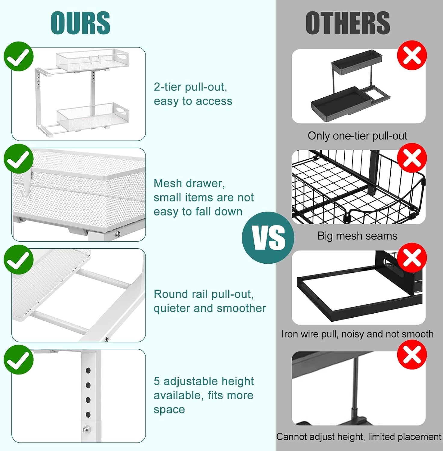 2-Laags Uitschuifbare Kast Organizer 44,5cm Wit - 33% Korting