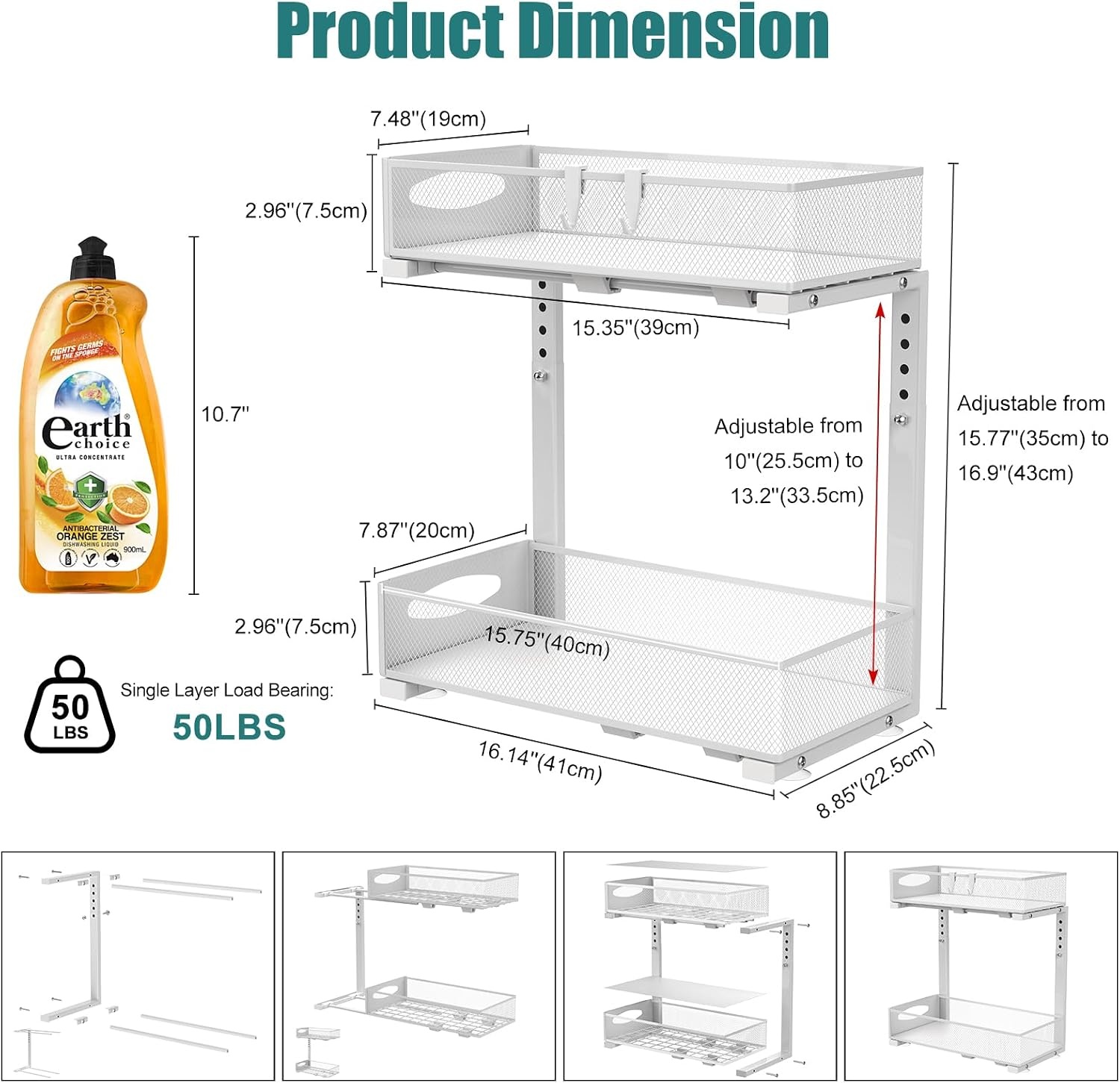 2-Laags Uitschuifbare Kast Organizer 44,5cm Wit - 33% Korting