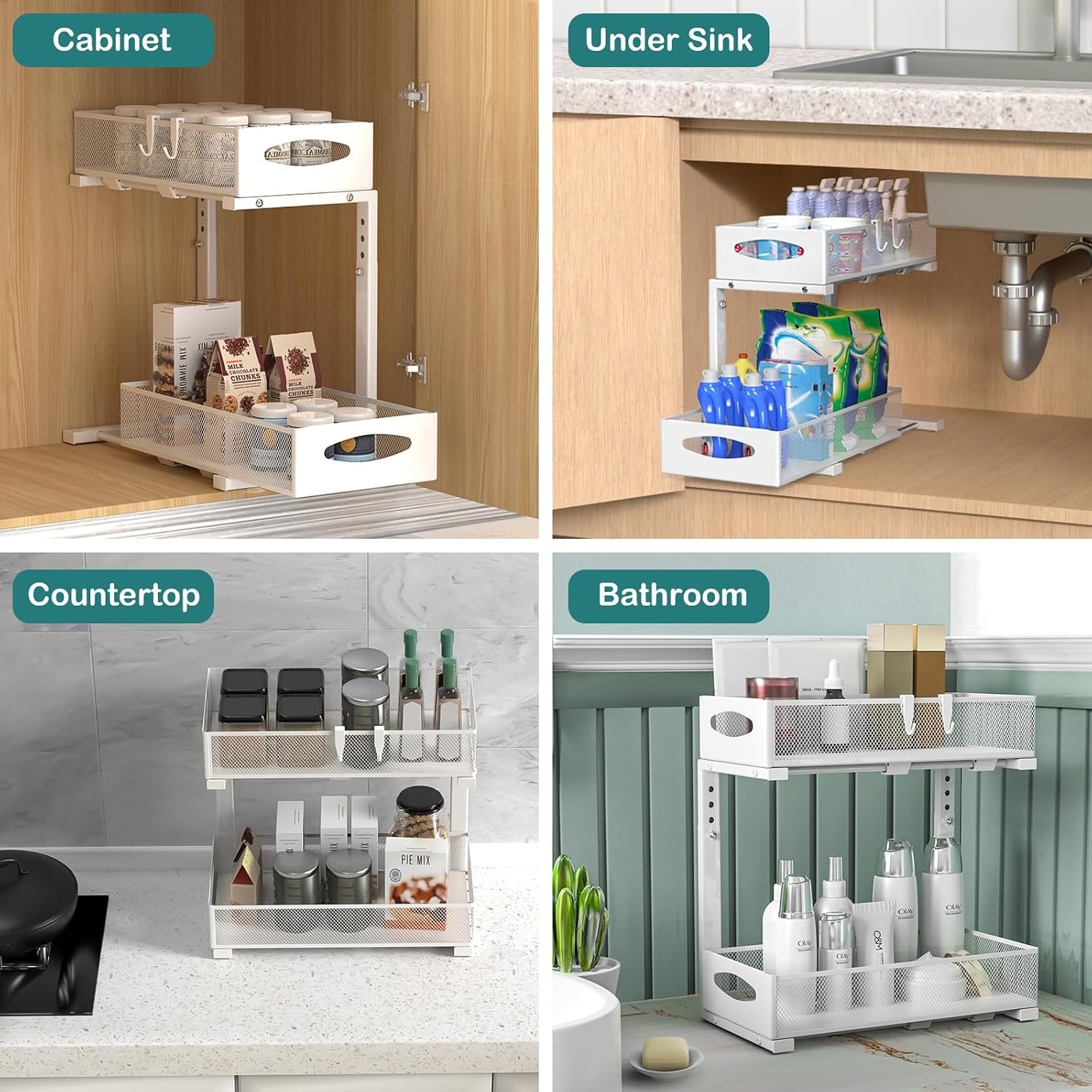 2-Laags Uitschuifbare Kast Organizer 44,5cm Wit - 33% Korting