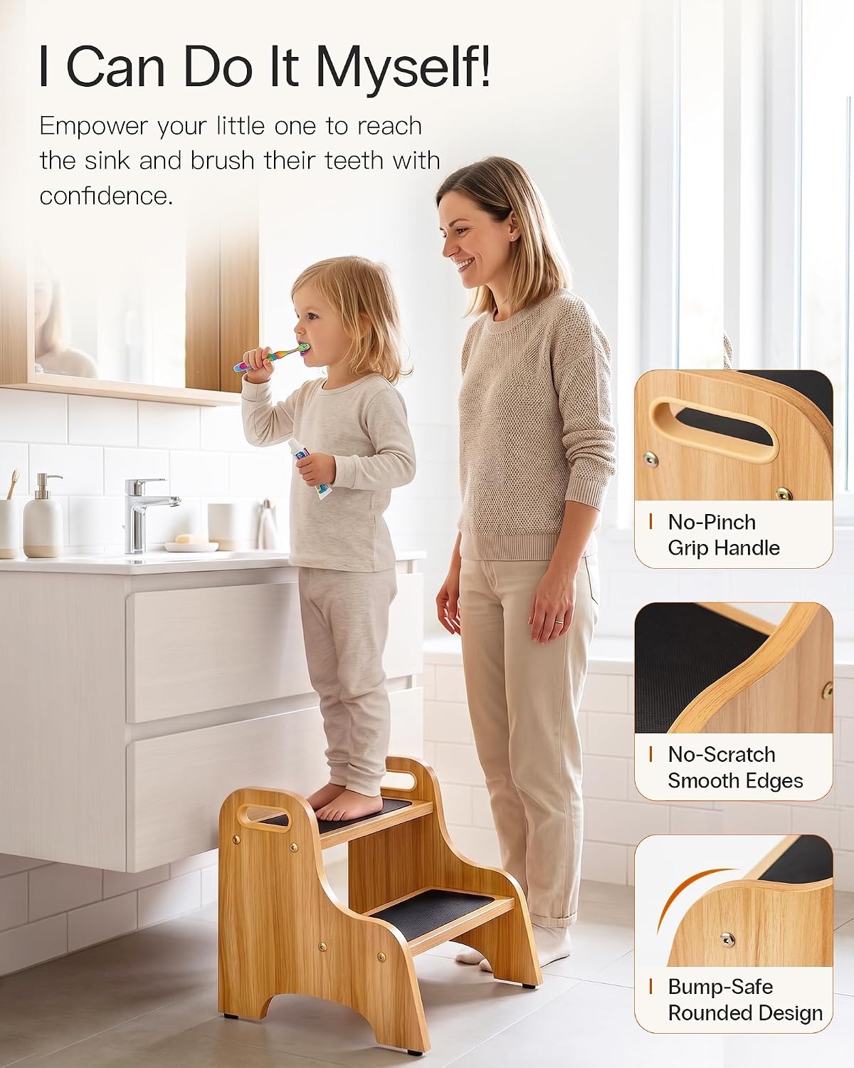 StrongTek Houten Kinder Kinderkrukje met Handgrepen (34% Korting)