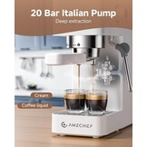Compacte Espressomachine met Stoompijp, Wit - 34% Korting