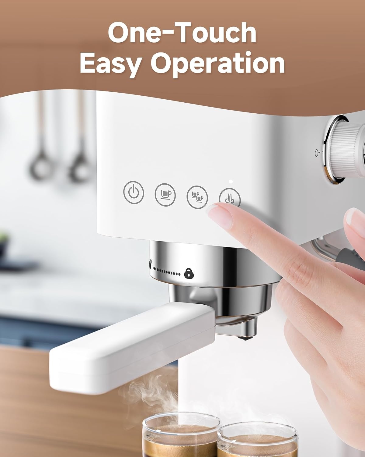 Compacte Espressomachine met Stoompijp, Wit - 34% Korting