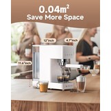 Compacte Espressomachine met Stoompijp, Wit - 34% Korting