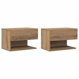 2x Nachtkastjes met Korting: Wandmontage, Eikenkleur, 34% Korting