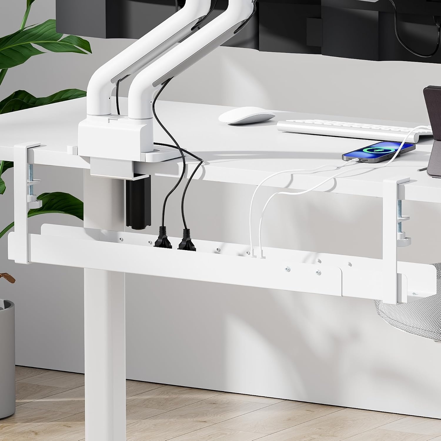Uittrekbare Kabelgoot Bureau | 80-120cm | Klemmontage | Wit | 56% Korting