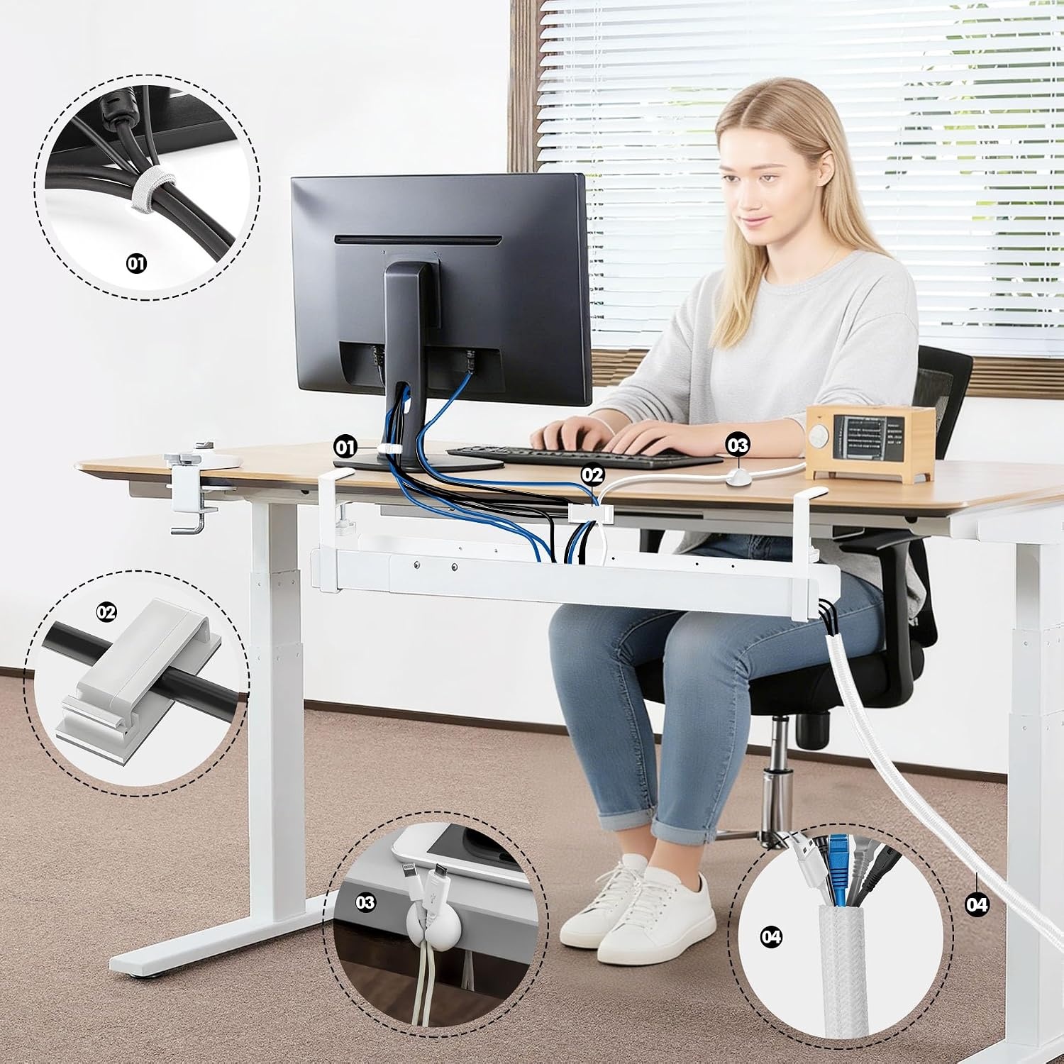 Uittrekbare Kabelgoot Bureau | 80-120cm | Klemmontage | Wit | 56% Korting