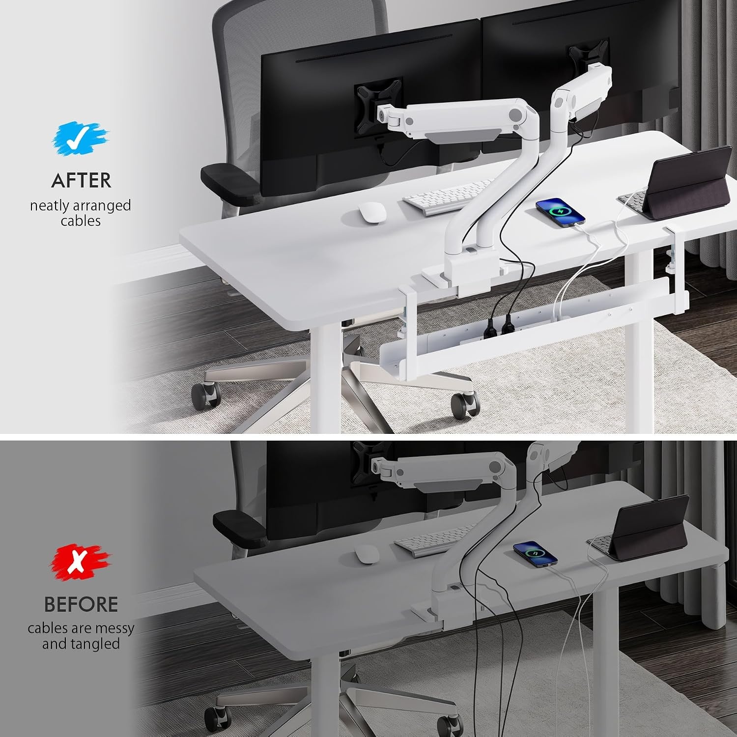 Uittrekbare Kabelgoot Bureau | 80-120cm | Klemmontage | Wit | 56% Korting