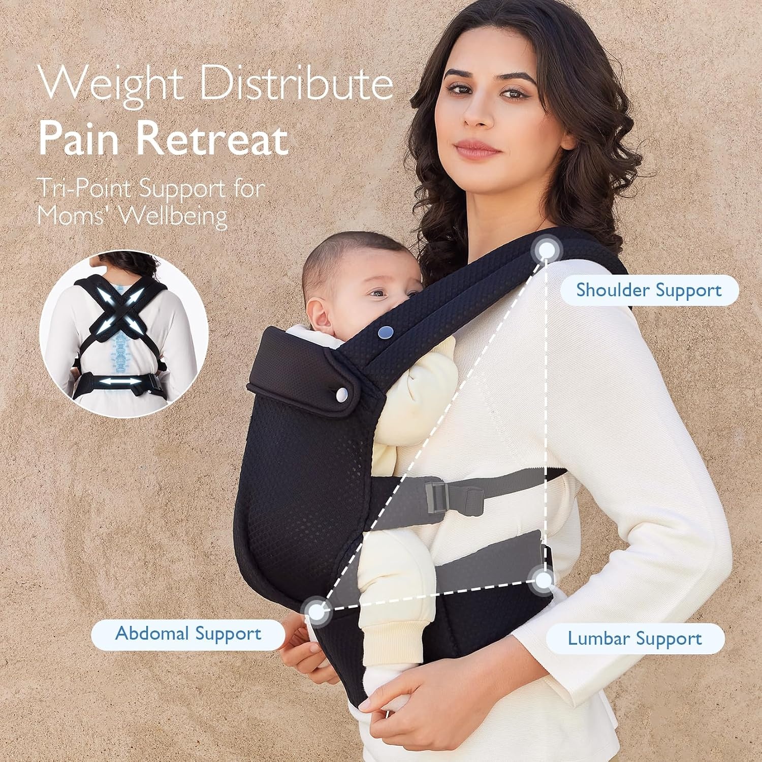 Ademende Baby Draagzak Zwart (3-24M) - 34% Korting!