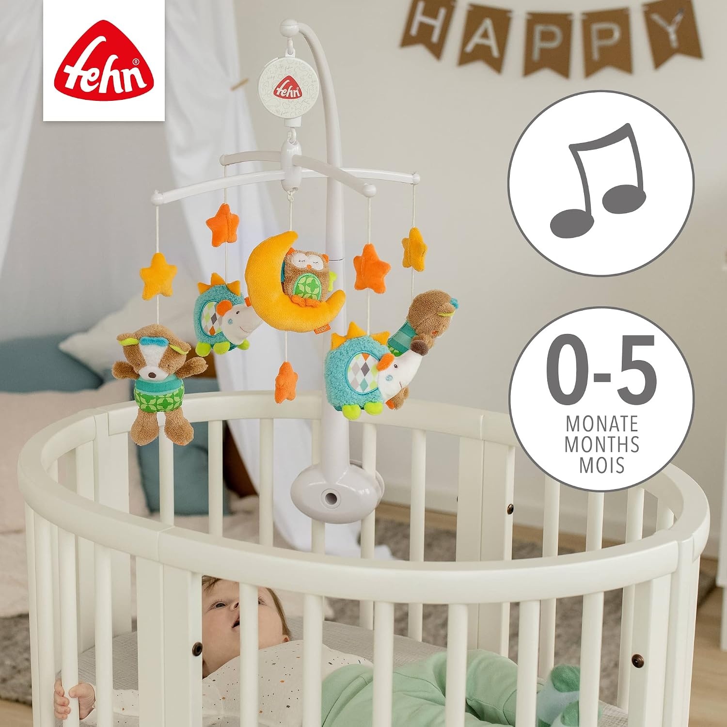 Muziek Mobile Baby Bosdieren Grijs 65cm - 59% Korting
