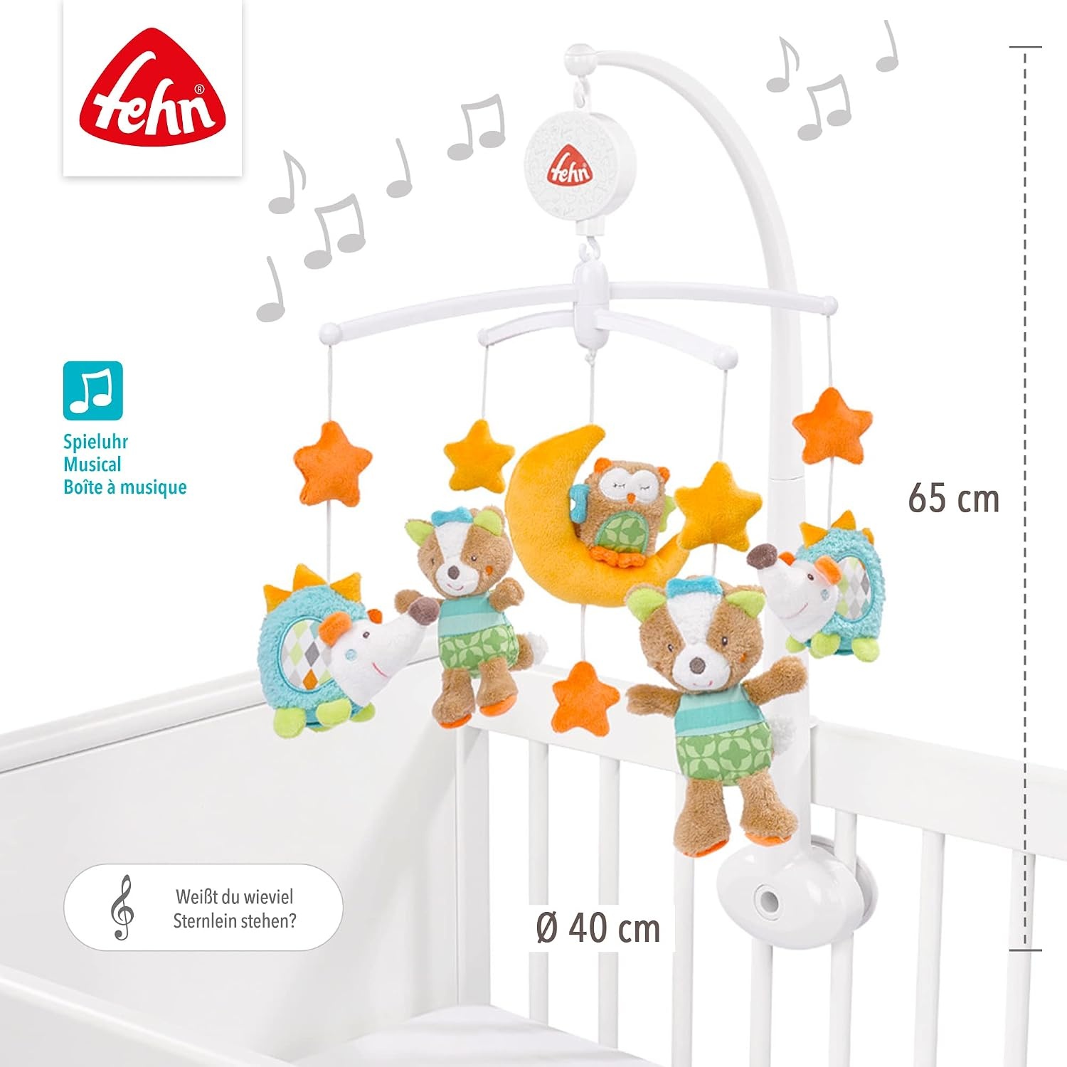 Muziek Mobile Baby Bosdieren Grijs 65cm - 59% Korting