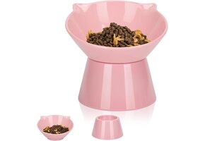 Verhoogde Kattenvoerbak 15° Kantelbaar - Roze, MF-hars