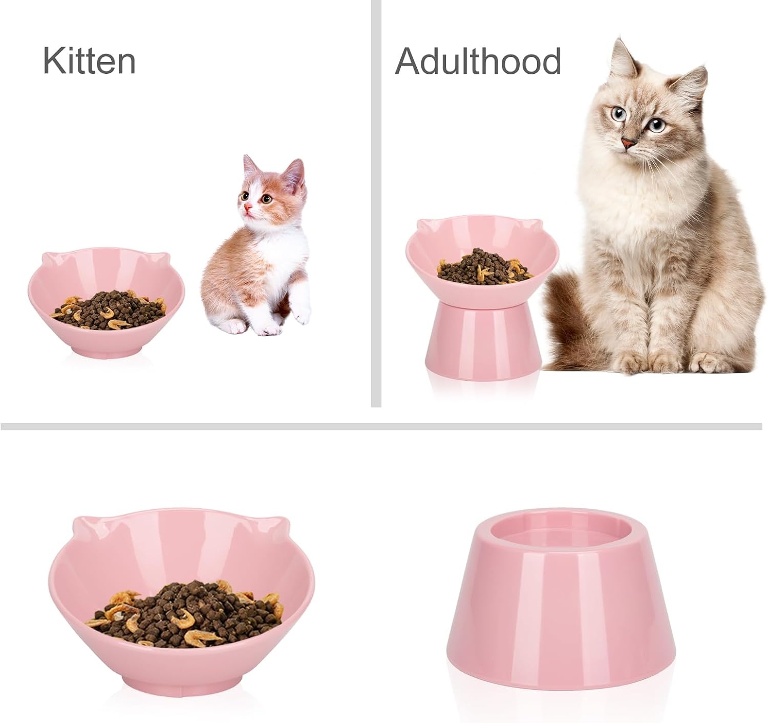 Verhoogde Kattenvoerbak 15° Kantelbaar - Roze | 54% Korting