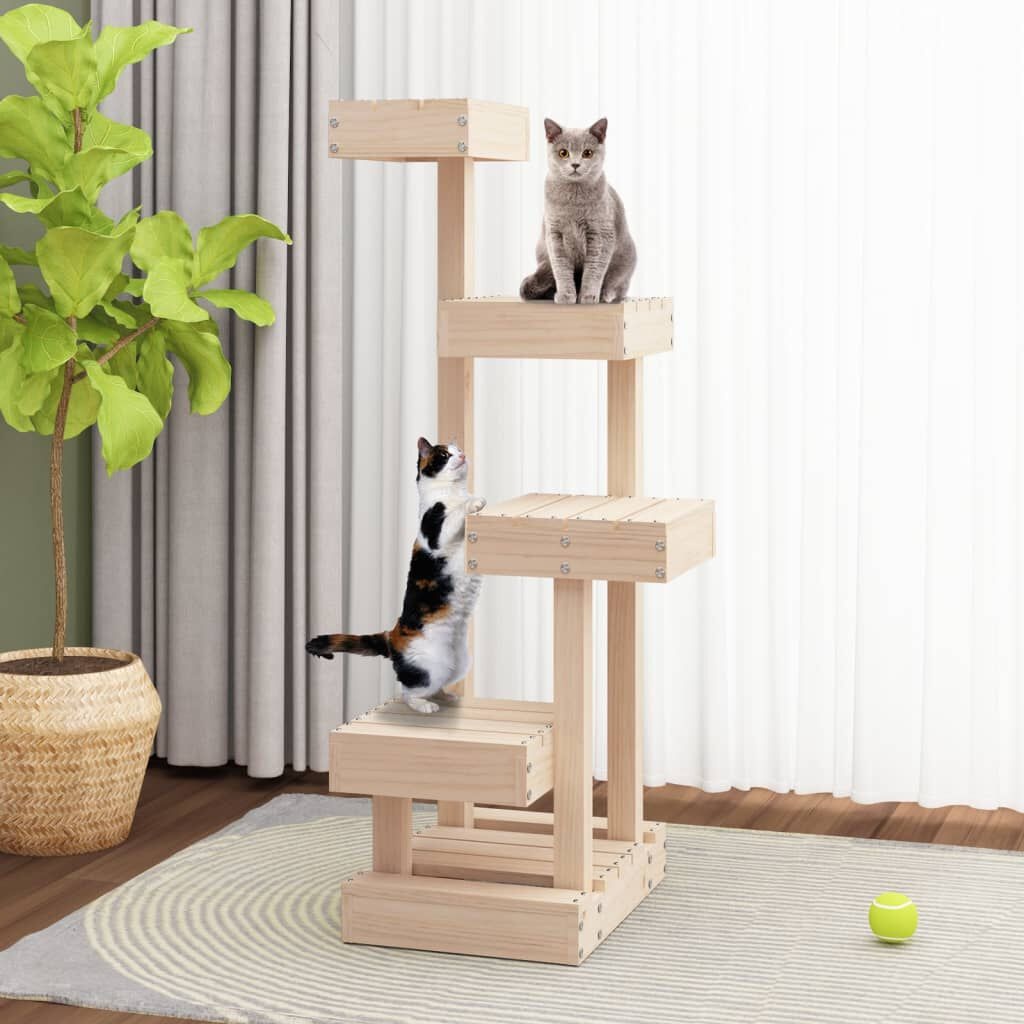 Kattenmeubel massief grenenhout - 45,5x49x103 cm - 54% Korting