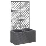 Verhoogde plantenbak met latwerk & 2 potten - Rattan Zwart - 41% Korting
