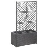 Verhoogde plantenbak met latwerk & 2 potten - Rattan Zwart - 41% Korting
