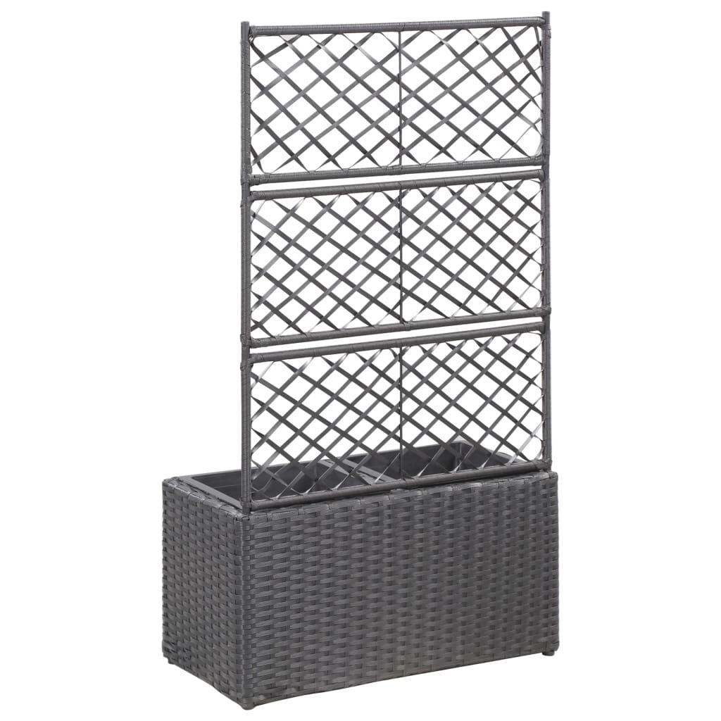 Verhoogde plantenbak met latwerk & 2 potten - Rattan Zwart - 41% Korting
