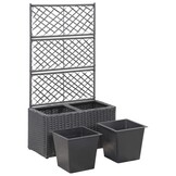 Verhoogde plantenbak met latwerk & 2 potten - Rattan Zwart - 41% Korting