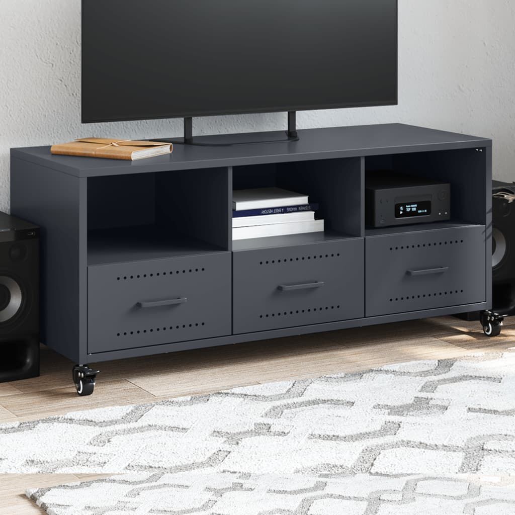VidaXL TV-meubel Staal Antraciet - 100,5 cm - Nu 34% Korting!