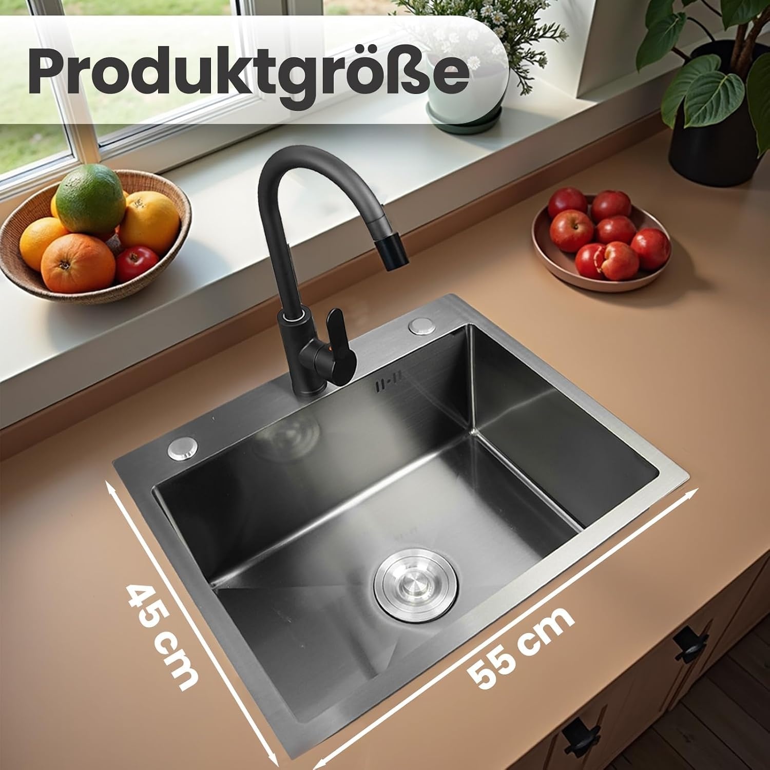 Zwarte Keukenspoelbak 55x45cm - Nu 54% Korting!