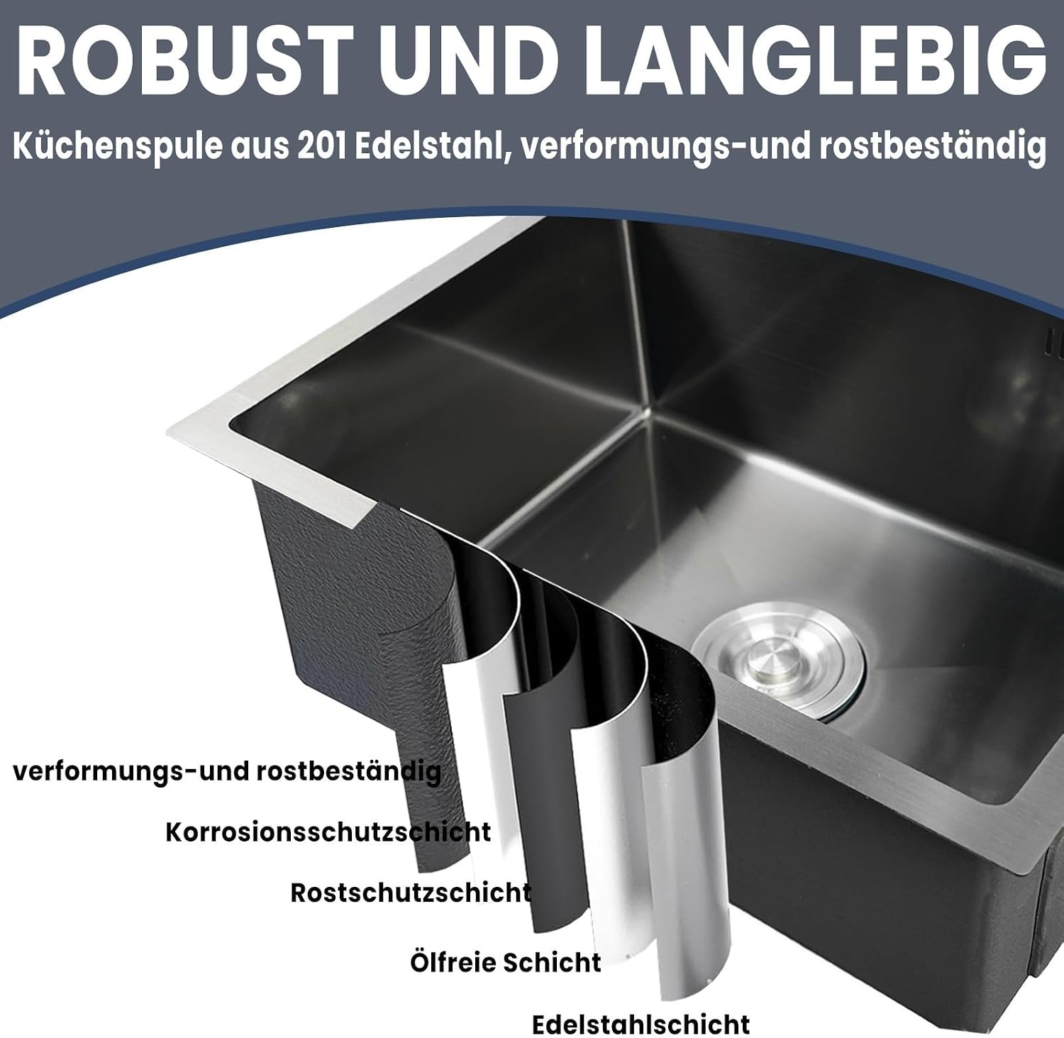 Zwarte Keukenspoelbak 55x45cm - Nu 54% Korting!