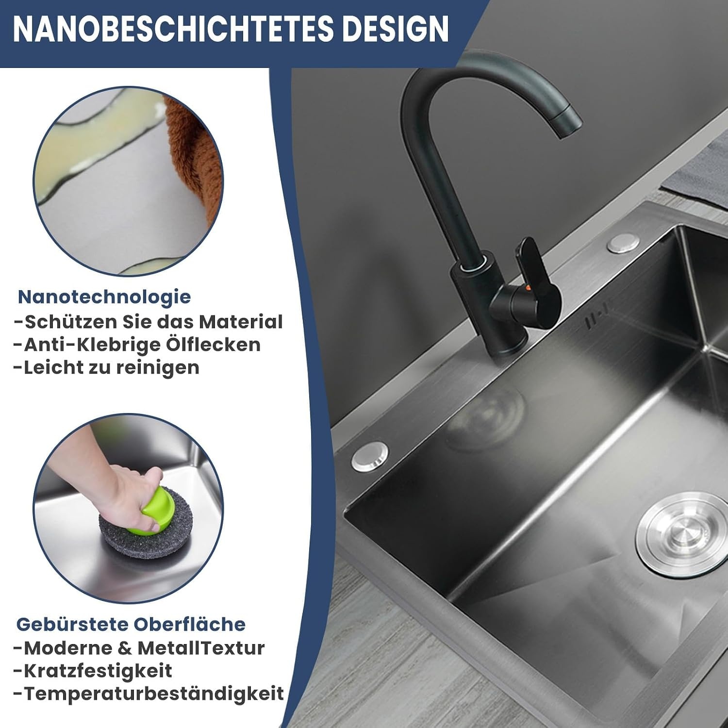 Zwarte Keukenspoelbak 55x45cm - Nu 54% Korting!