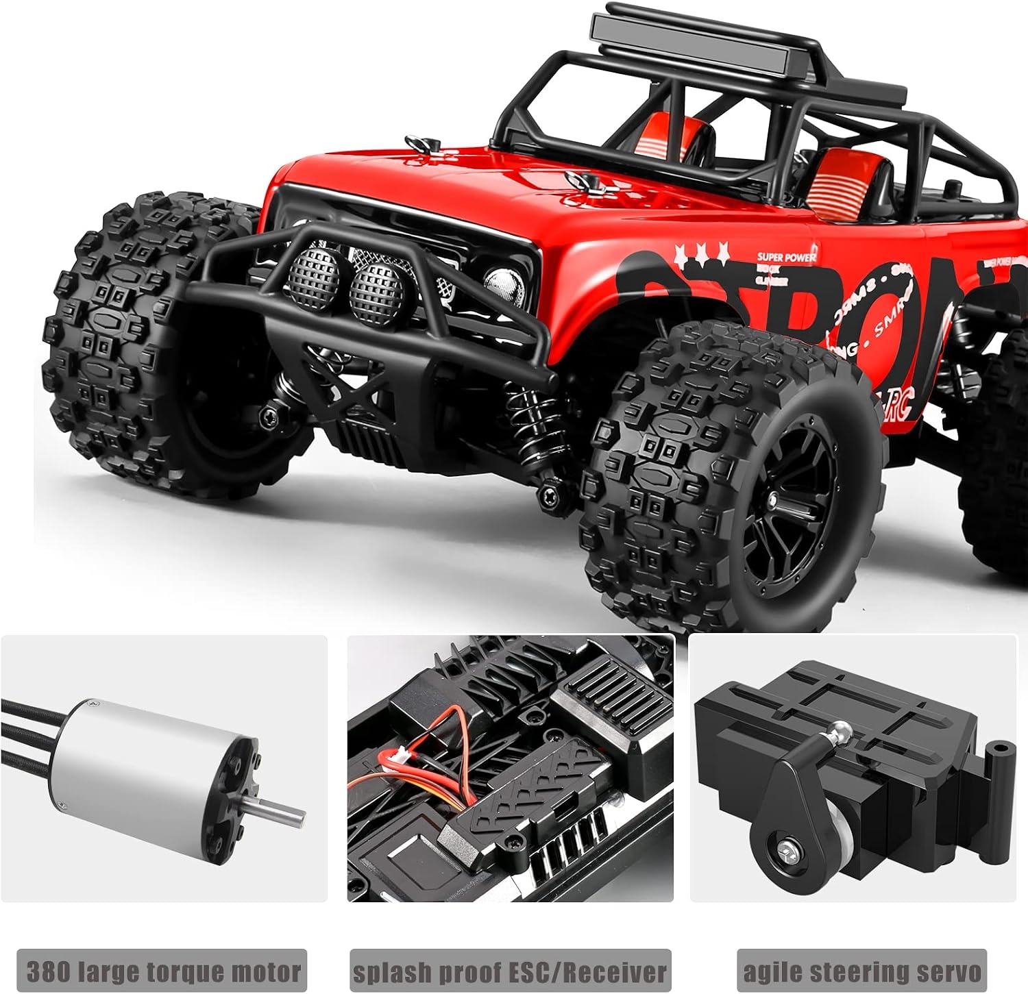 RC Auto 4WD 40 km/u Waterdicht Offroad Monster Truck - Rood - 59% Korting!