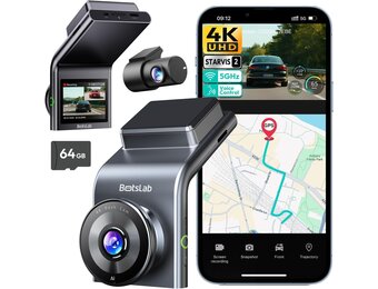 BOTSLAB 4K Dashcam Voor & Achter met STARVIS 2, 64GB SD