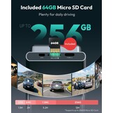 BOTSLAB 4K Dashcam Voor & Achter met STARVIS 2, 64GB SD