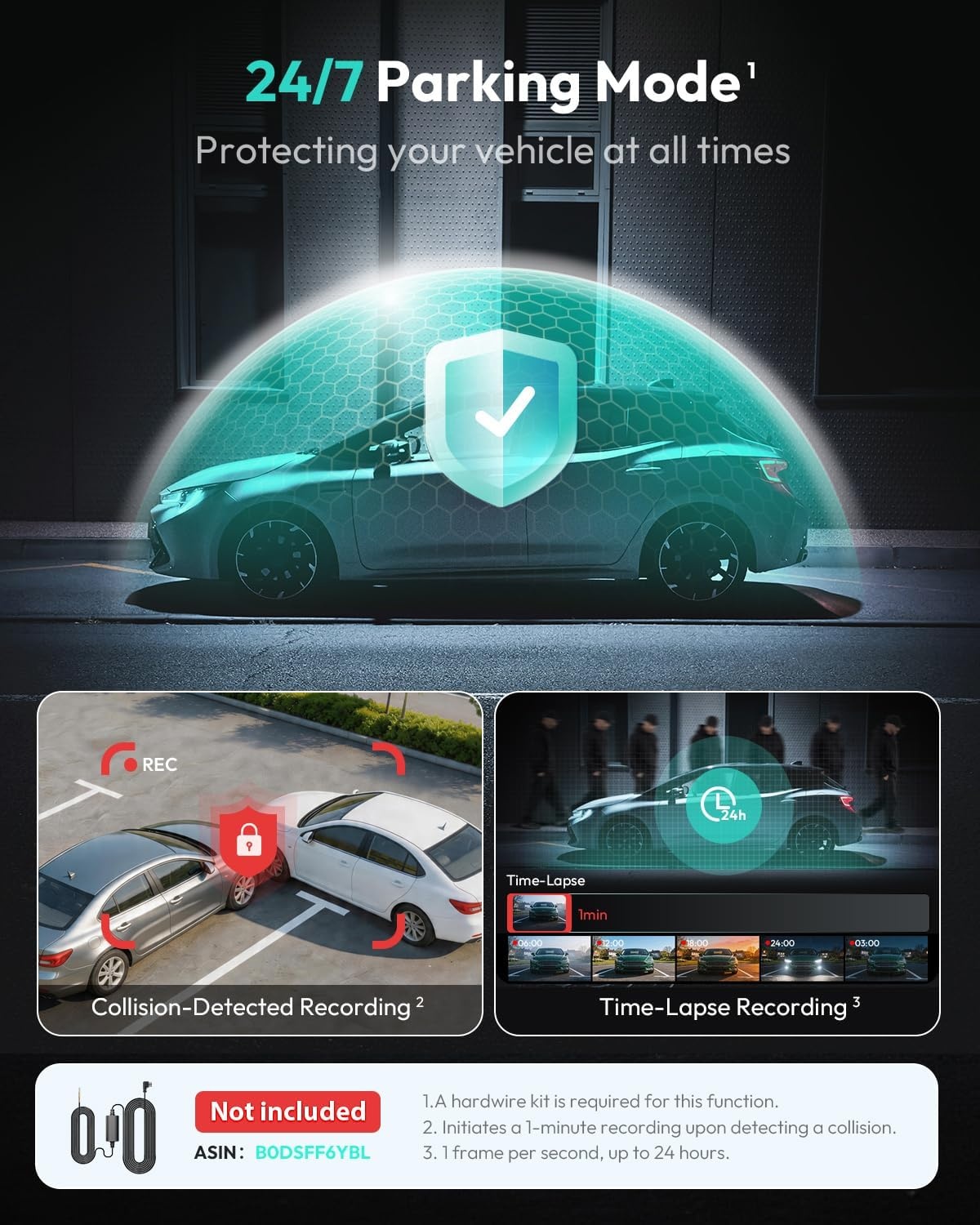 BOTSLAB 4K Dashcam Voor & Achter met STARVIS 2, 64GB SD