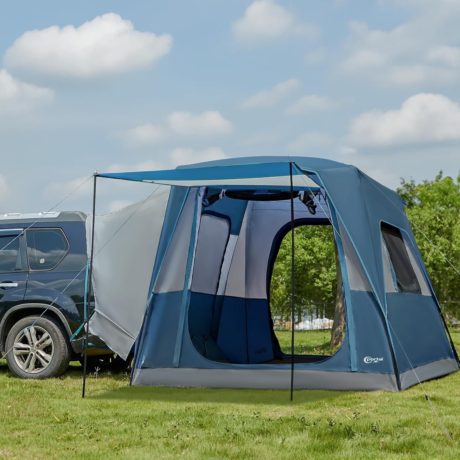 PORTAL SUV-tent voor 5 personen met veranda, 2-in-1 kampeertent, waterafstotend en winddicht, koffertent met 2 deuren voor reizen en outdoor-avonturen