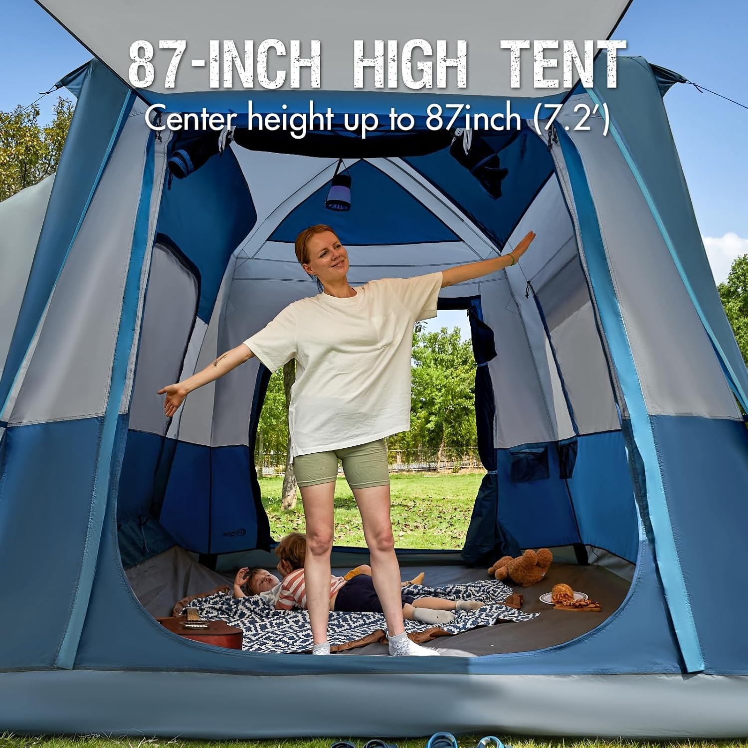 PORTAL SUV-tent voor 5 personen met veranda, 2-in-1 kampeertent, waterafstotend en winddicht, koffertent met 2 deuren voor reizen en outdoor-avonturen