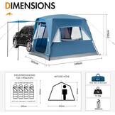 PORTAL SUV-tent voor 5 personen met veranda, 2-in-1 kampeertent, waterafstotend en winddicht, koffertent met 2 deuren voor reizen en outdoor-avonturen