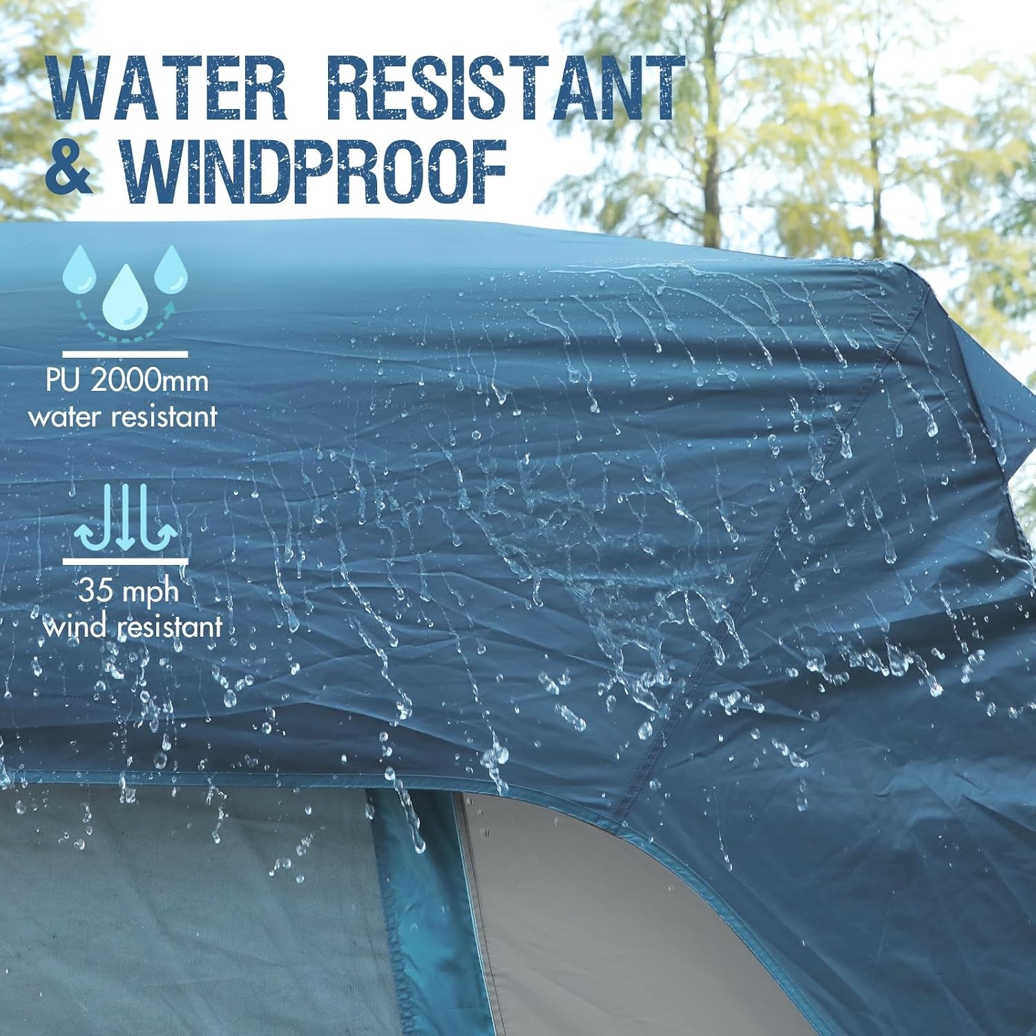 PORTAL SUV-tent voor 5 personen met veranda, 2-in-1 kampeertent, waterafstotend en winddicht, koffertent met 2 deuren voor reizen en outdoor-avonturen