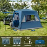 PORTAL SUV-tent voor 5 personen met veranda, 2-in-1 kampeertent, waterafstotend en winddicht, koffertent met 2 deuren voor reizen en outdoor-avonturen