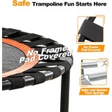 FitinOne Foldable Mini Trampoline Load 204 kg, Portable Exercise Trampoline with Adjustable Foam Handle, Fitness Trampoline for Adults and Children