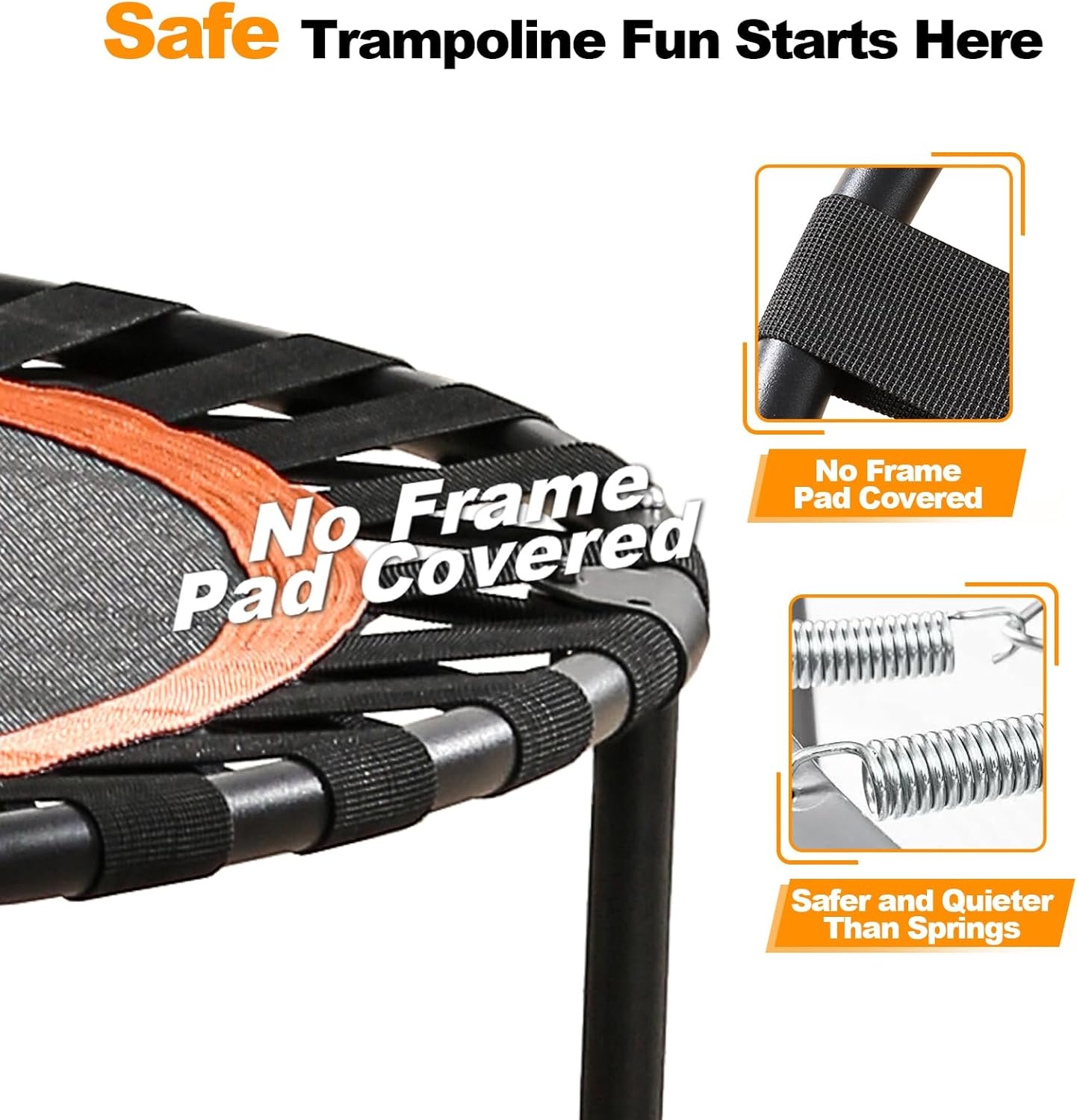 FitinOne Foldable Mini Trampoline Load 204 kg, Portable Exercise Trampoline with Adjustable Foam Handle, Fitness Trampoline for Adults and Children