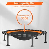 FitinOne Foldable Mini Trampoline Load 204 kg, Portable Exercise Trampoline with Adjustable Foam Handle, Fitness Trampoline for Adults and Children