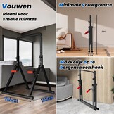 DOBESTS Folding Power Tower Dip Station Pull-Up Bar, Free-Standing, Height Adjustable, Multifunctional Fitness Training Device, Push-ups, Abdominal, Triangular Structure, Stable