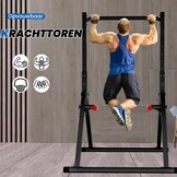DOBESTS Folding Power Tower Dip Station Pull-Up Bar, Free-Standing, Height Adjustable, Multifunctional Fitness Training Device, Push-ups, Abdominal, Triangular Structure, Stable