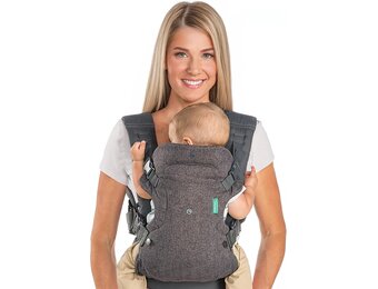 Infantino Flip Advanced 4-in-1 baby carrier - Ergonomic baby carrier with 4 carrying positions - for babies and toddlers 3.6-14.5 kg - grey