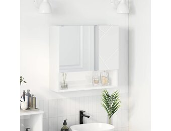 vidaXL Spiegelkast Hoogglans wit 59 x 17 x 55 cm Bewerkt hout