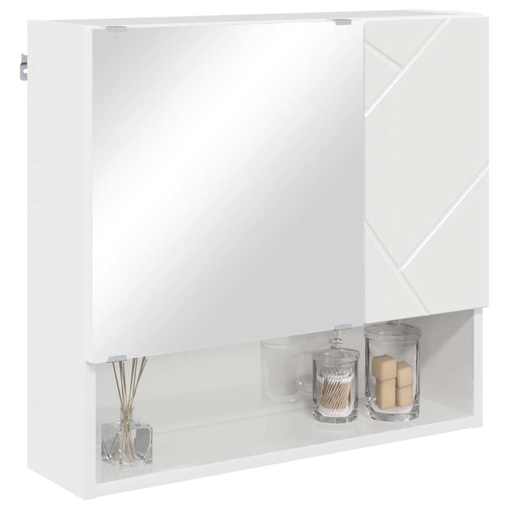 vidaXL Spiegelkast Hoogglans wit 59 x 17 x 55 cm Bewerkt hout