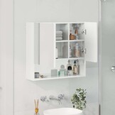 vidaXL Spiegelkast Hoogglans wit 59 x 17 x 55 cm Bewerkt hout