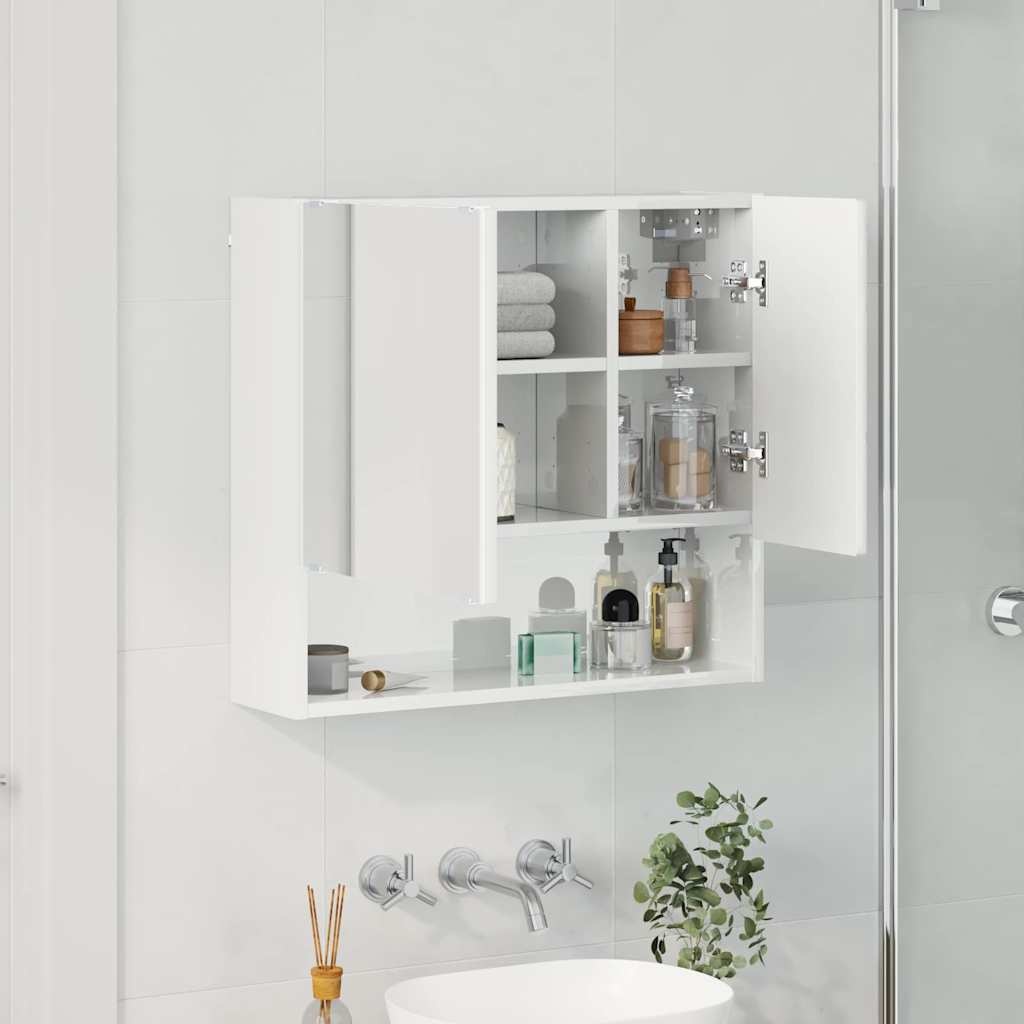 vidaXL Spiegelkast Hoogglans wit 59 x 17 x 55 cm Bewerkt hout
