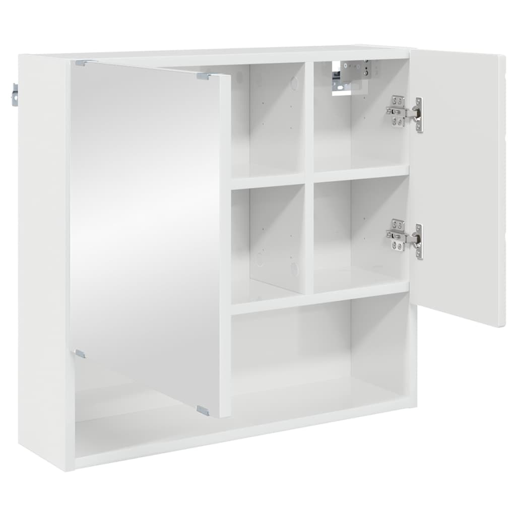 vidaXL Spiegelkast Hoogglans wit 59 x 17 x 55 cm Bewerkt hout
