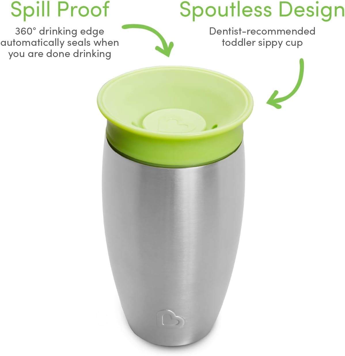 Munchkin Miracle 360 graden roestvrijstalen drinkbeker, 296 ml, groen