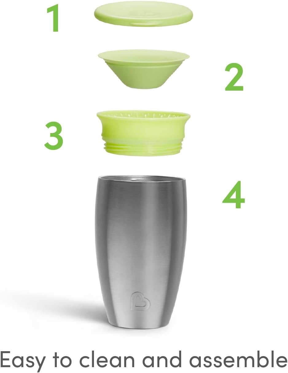 Munchkin Miracle 360 graden roestvrijstalen drinkbeker, 296 ml, groen