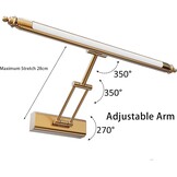 HMAKGG Vintage Spiegelverlichting Badkamer - 60 cm - 12W - 3000K - Messing