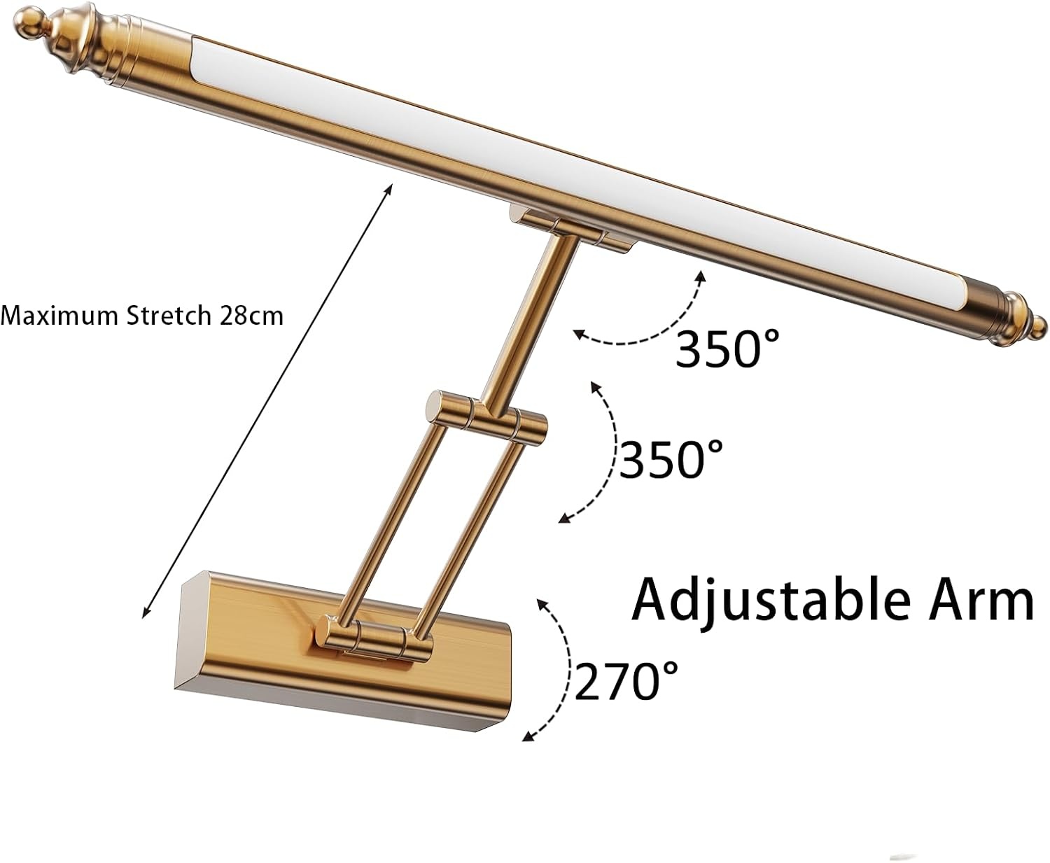 HMAKGG Vintage Spiegelverlichting Badkamer - 60 cm - 12W - 3000K - Messing