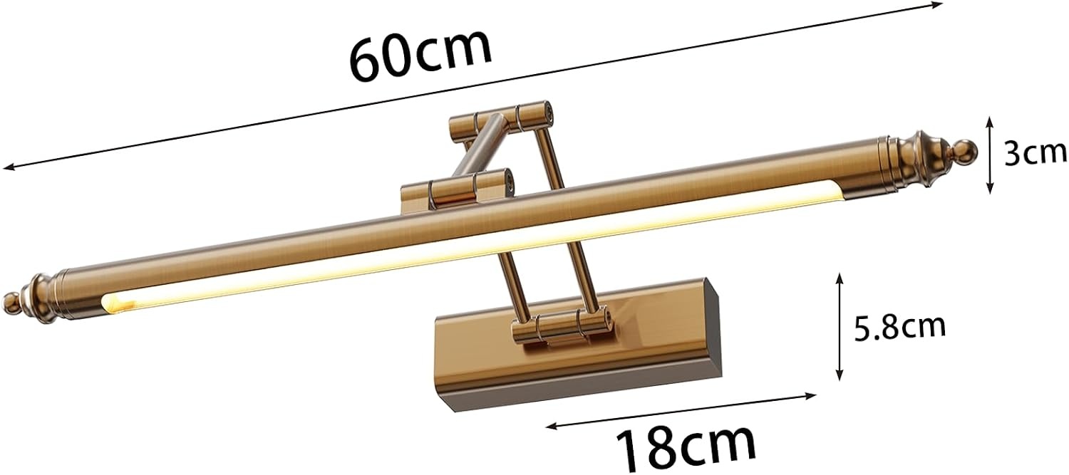 HMAKGG Vintage Spiegelverlichting Badkamer - 60 cm - 12W - 3000K - Messing